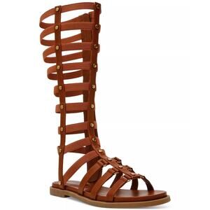 Wild Pair Knee High Gladiator Sandals Romikaa Size US 5.5M Brown Faux Leather